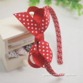 beautiful white pot red ribbon bow plastic hair bands for girl